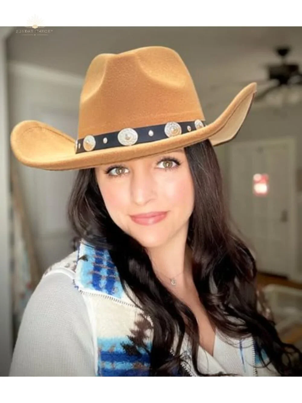 Felt Wide Brim Western Cowboy Hat for Women Men with Adjustable Strap